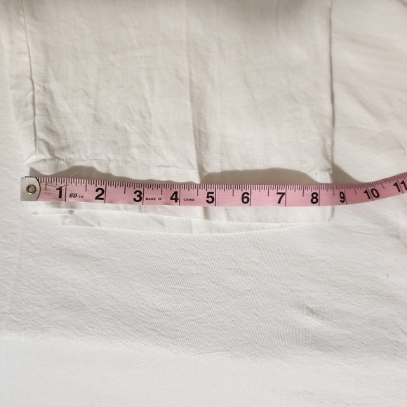 Vanity Made in Italy 100% Linen White Cropped Zip Button Front Pants Size 4XL - Picture 13 of 15